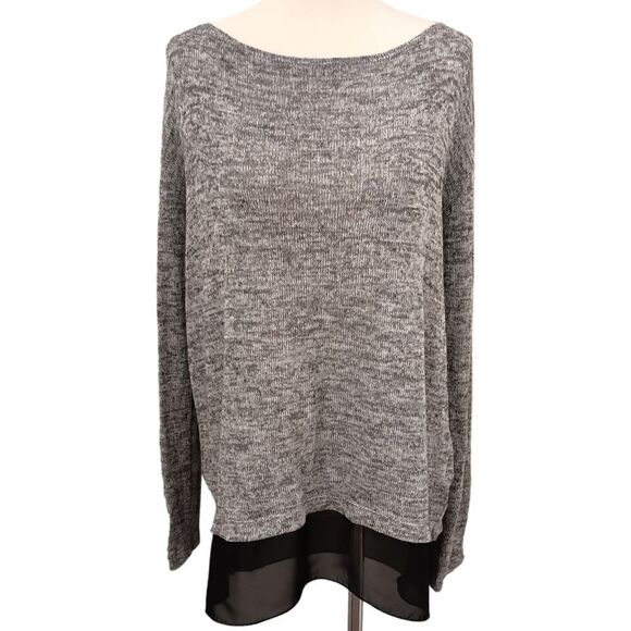 Kut From The Kloth Top S Knit Layered Textured Sweater Heathered Black Gray - Picture 4 of 14